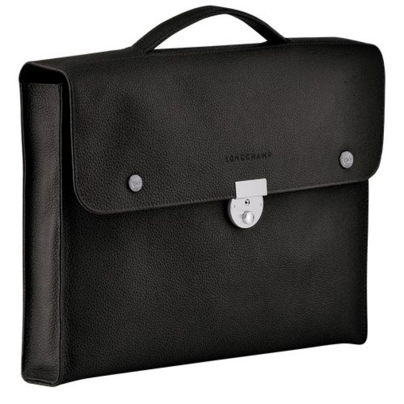 Longchamp Le Foulonne Briefcase S Black | QRU-072843