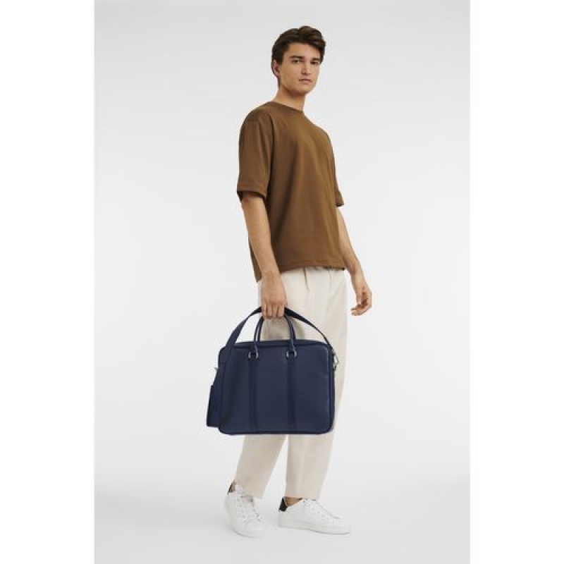 Longchamp Le Foulonne Briefcase S Navy | TCA-439250