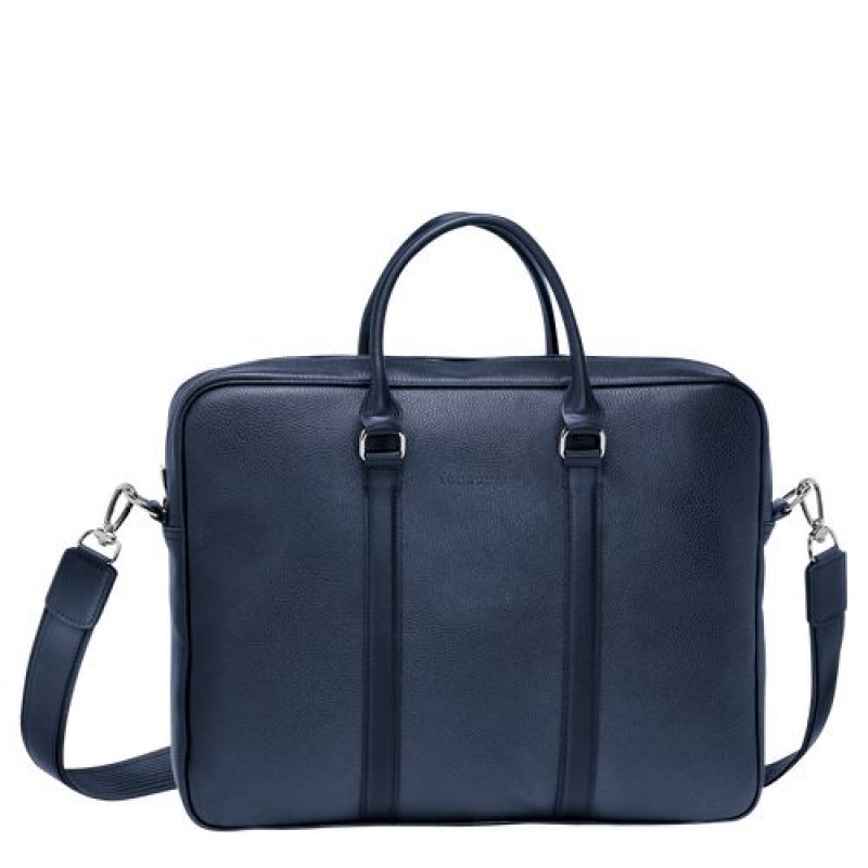 Longchamp Le Foulonne Briefcase S Navy | TCA-439250