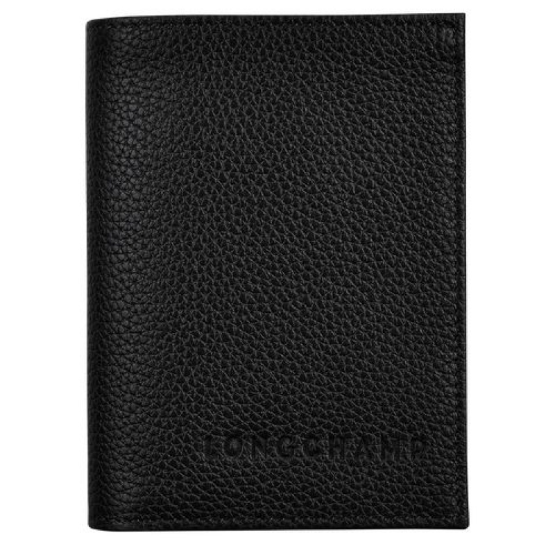 Longchamp Le Foulonne Card holder Black | COJ-754361