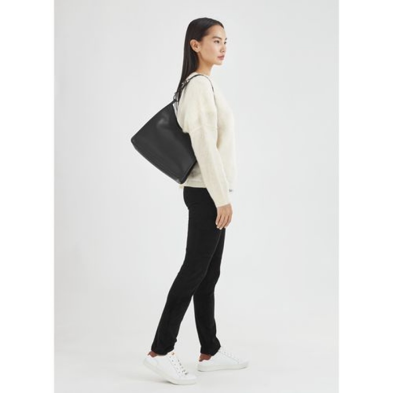 Longchamp Le Foulonne Shoulder bag Black | ZSU-685419