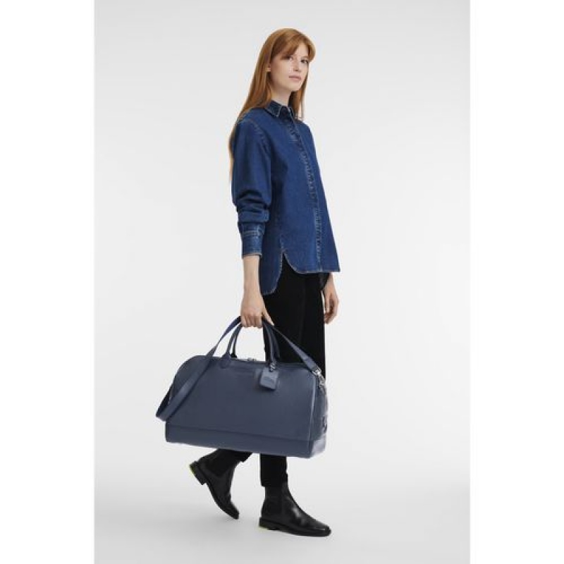 Longchamp Le Foulonne Travel bag L Navy | DLJ-739541