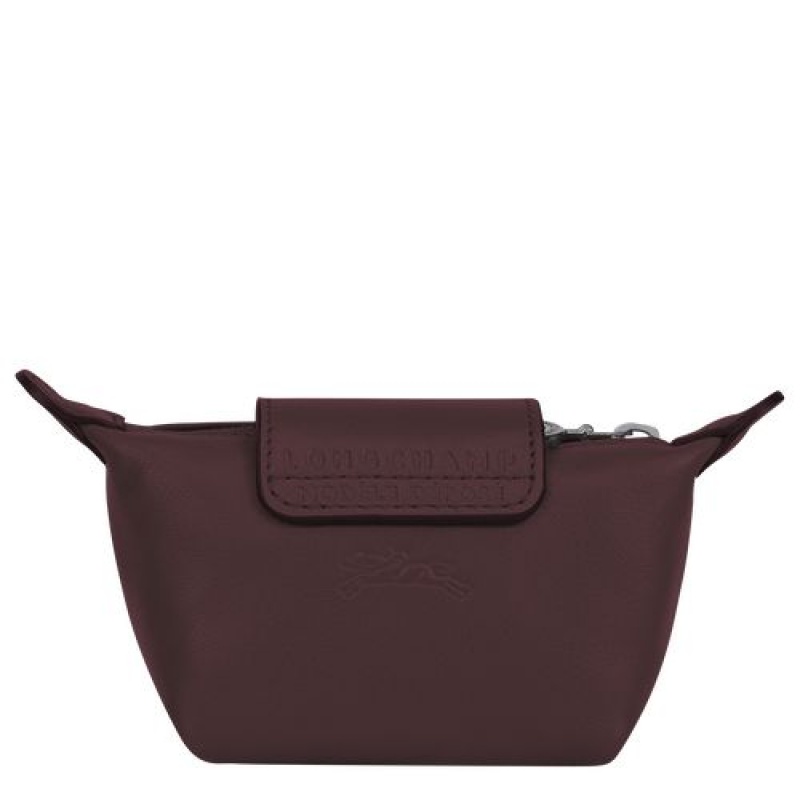 Longchamp Le Pliage Cuir Coin purse Burgundy | XVE-461789