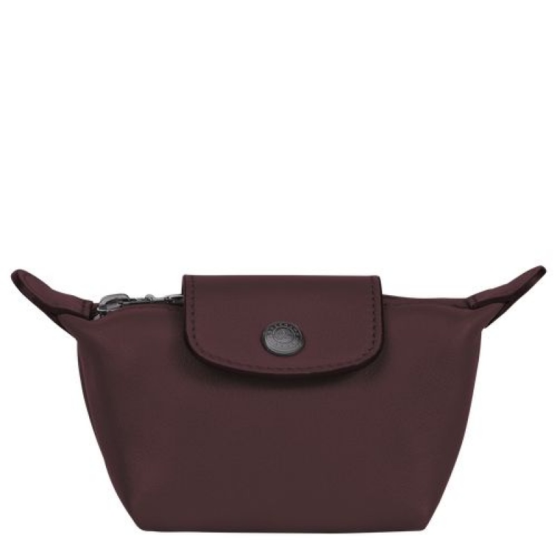 Longchamp Le Pliage Cuir Coin purse Burgundy | XVE-461789