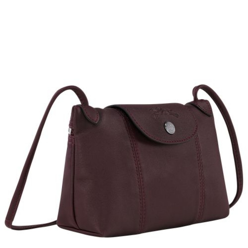 Longchamp Le Pliage Cuir Crossbody bag Burgundy | EIU-429701