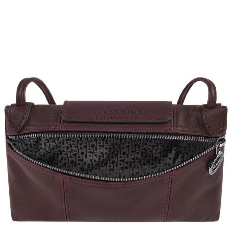 Longchamp Le Pliage Cuir Crossbody bag Burgundy | EIU-429701