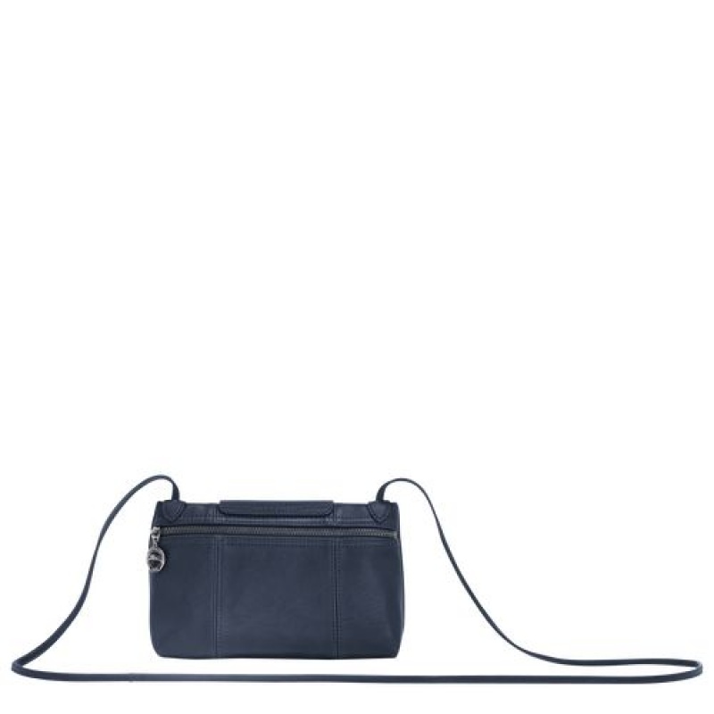 Longchamp Le Pliage Cuir Crossbody bag Navy | HWN-873961