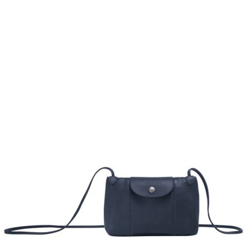 Longchamp Le Pliage Cuir Crossbody bag Navy | HWN-873961