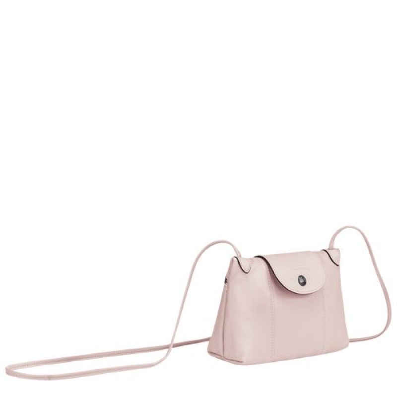 Longchamp Le Pliage Cuir Crossbody bag Pale Pink | XMP-412769