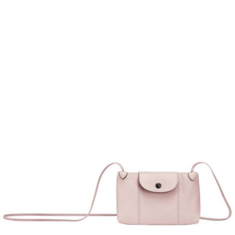 Longchamp Le Pliage Cuir Crossbody bag Pale Pink | XMP-412769