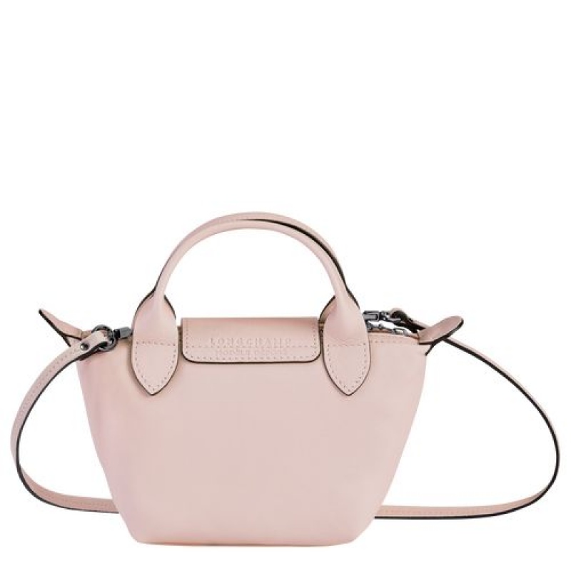 Longchamp Le Pliage Cuir Crossbody bag Pale Pink | XAD-098617