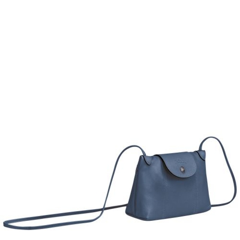 Longchamp Le Pliage Cuir Crossbody bag Pilot Blue | ZCA-168305