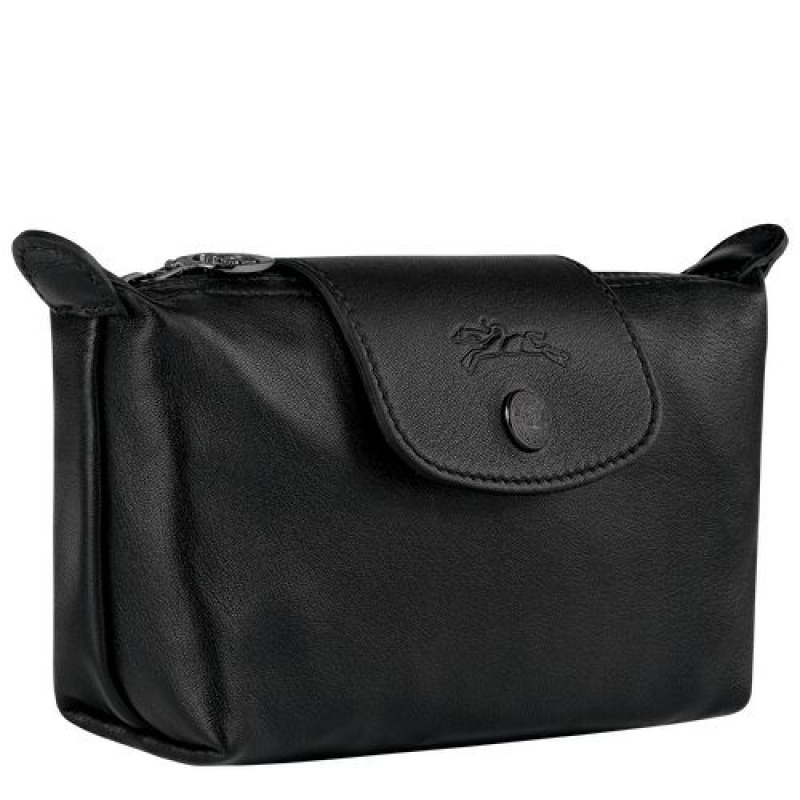 Longchamp Le Pliage Cuir Pouch Black | WIV-356128