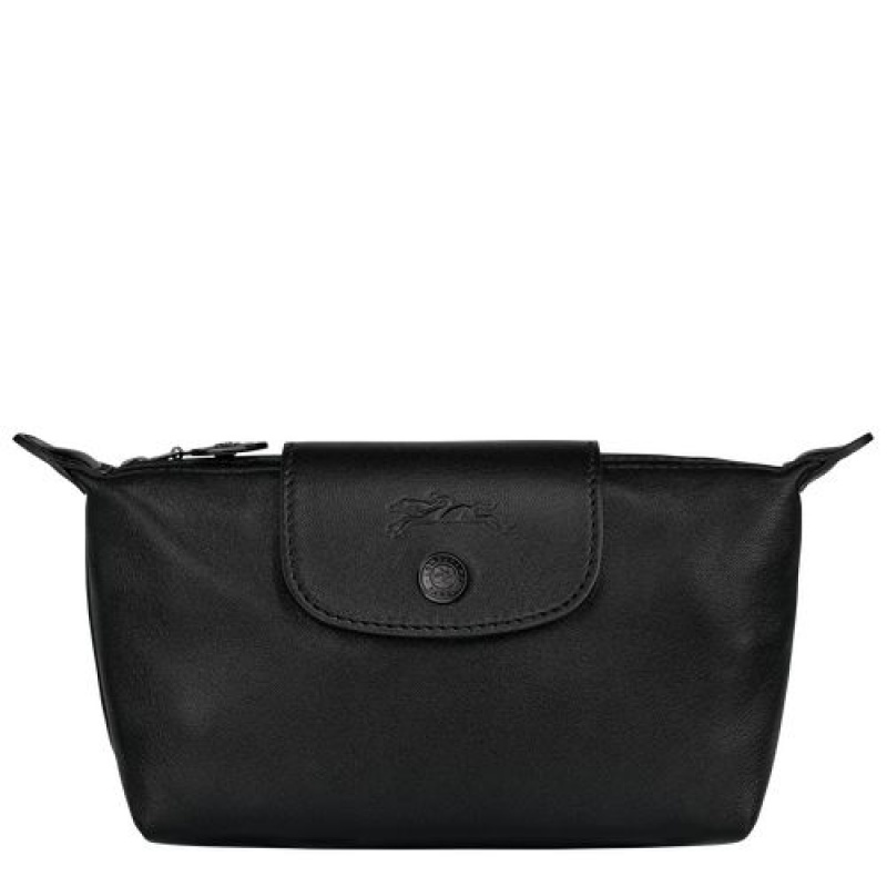 Longchamp Le Pliage Cuir Pouch Black | WIV-356128