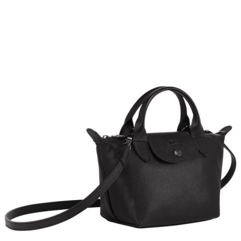 Longchamp Le Pliage Cuir Top handle bag XS Black | IPZ-176329