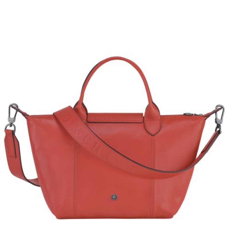 Longchamp Le Pliage Cuir Top handle bag S Terracotta | DGQ-906184