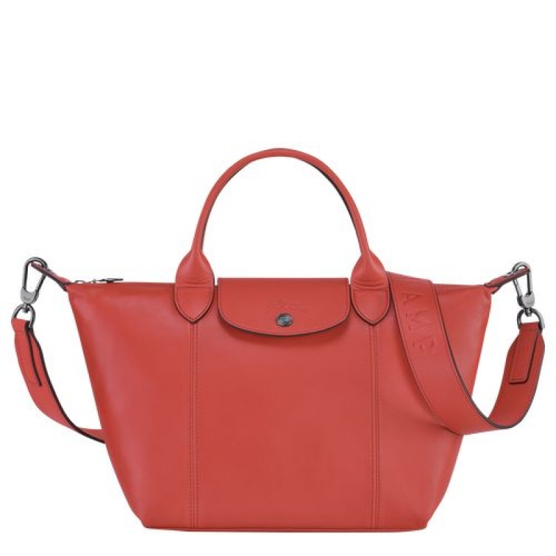 Longchamp Le Pliage Cuir Top handle bag S Terracotta | DGQ-906184