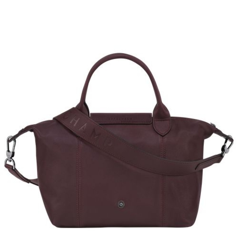 Longchamp Le Pliage Cuir Top handle bag S Burgundy | VKH-184695