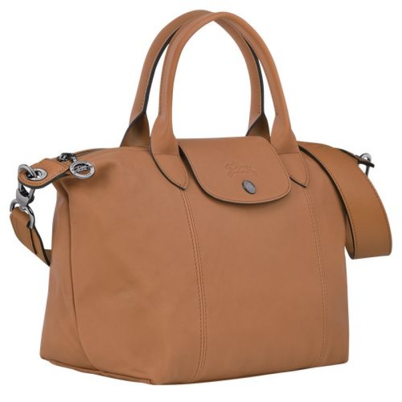 Longchamp Le Pliage Cuir Top handle bag S Hazelnut | UPE-482537