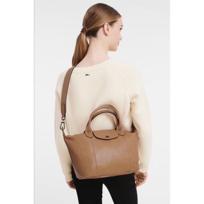 Longchamp Le Pliage Cuir Top handle bag S Hazelnut | UPE-482537