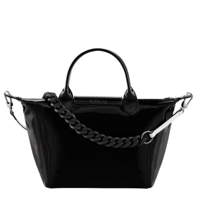 Longchamp Le Pliage Cuir Top handle bag S Black | TUP-845092