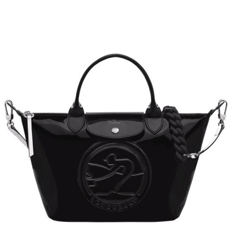 Longchamp Le Pliage Cuir Top handle bag S Black | TUP-845092