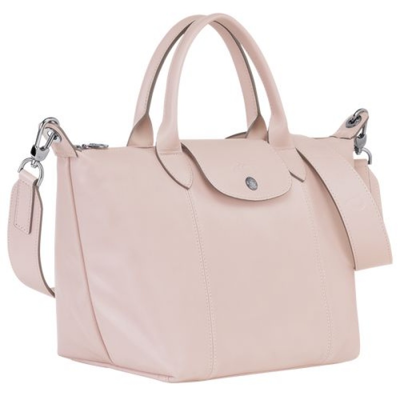 Longchamp Le Pliage Cuir Top handle bag S Pale Pink | MEF-578304