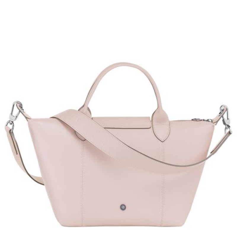 Longchamp Le Pliage Cuir Top handle bag S Pale Pink | MEF-578304