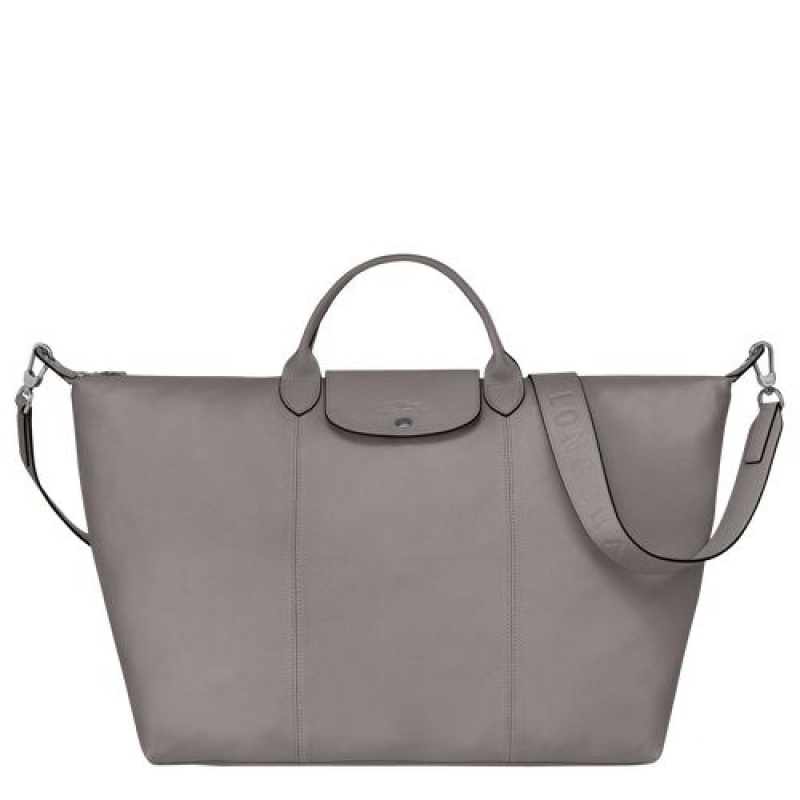 Longchamp Le Pliage Cuir Travel bag L Turtledove | HBD-103679