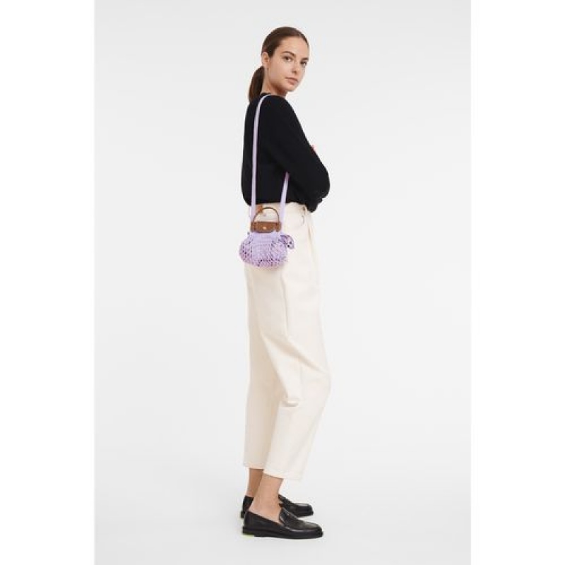 Longchamp Le Pliage Filet Crossbody bag XS Lilac | COZ-094678