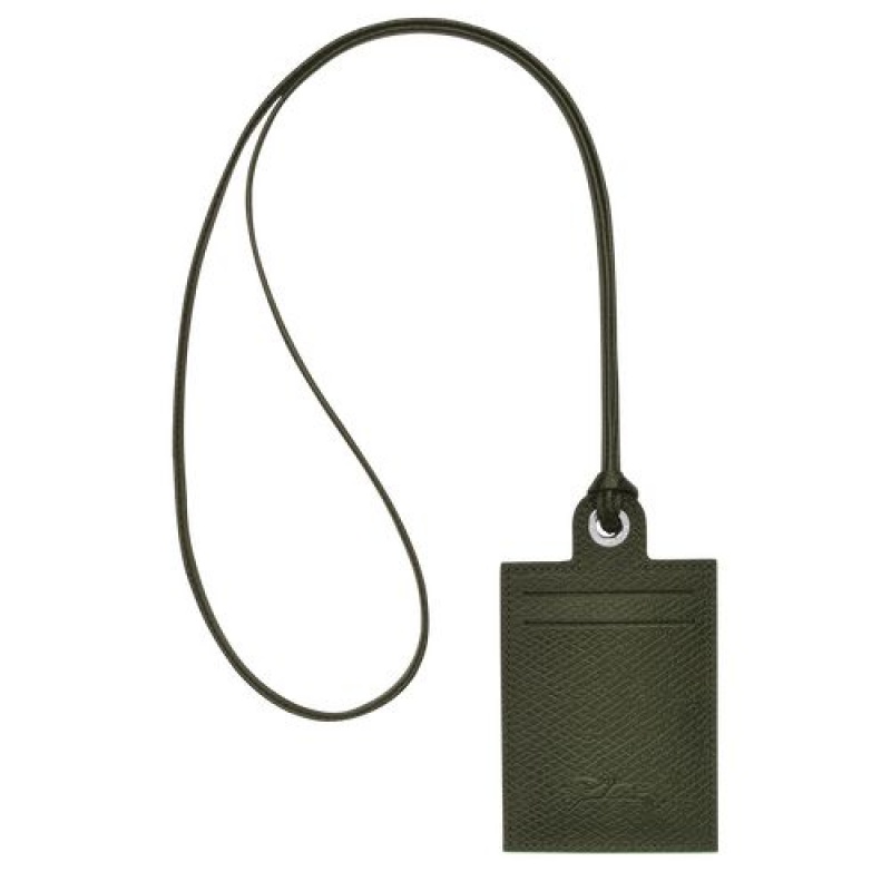 Longchamp Le Pliage Green Card holder with necklace Forest | WJF-017394