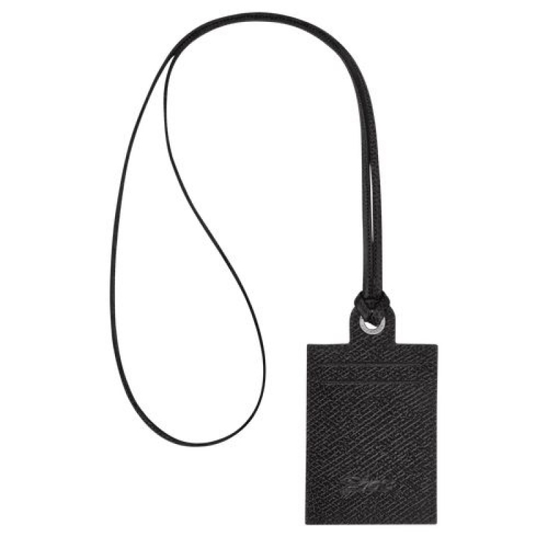 Longchamp Le Pliage Green Card holder with necklace Black | SUJ-718692