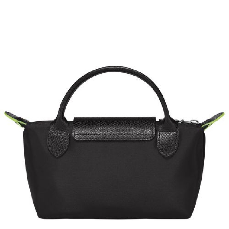 Longchamp Le Pliage Green Pouch with handle Black | DGC-563108