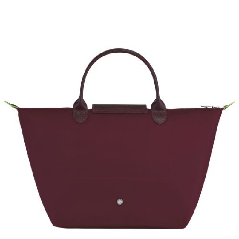 Longchamp Le Pliage Green Top handle bag M Burgundy | FRN-532167