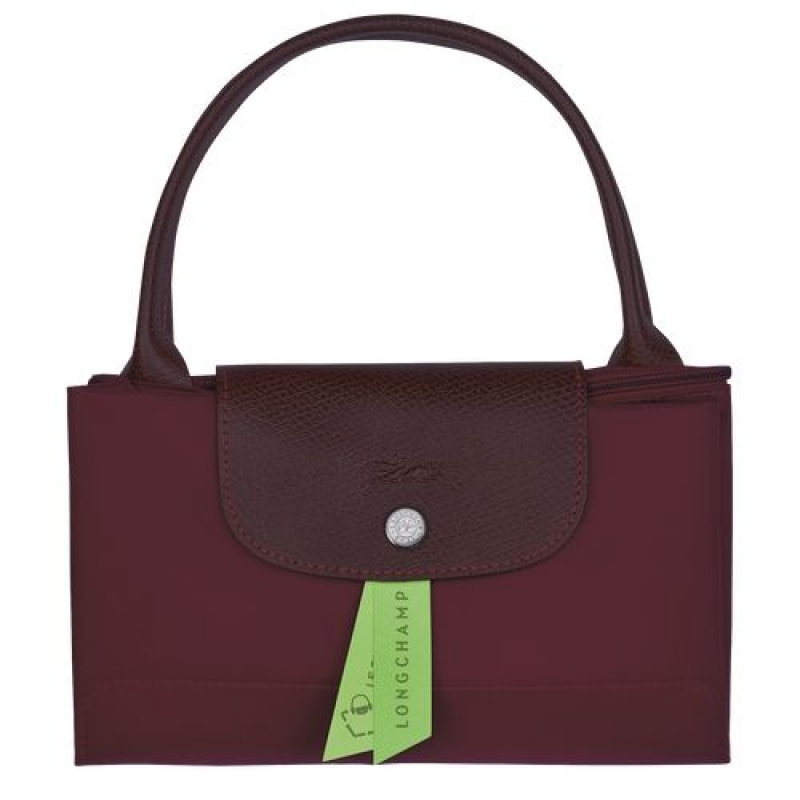 Longchamp Le Pliage Green Top handle bag M Burgundy | FRN-532167