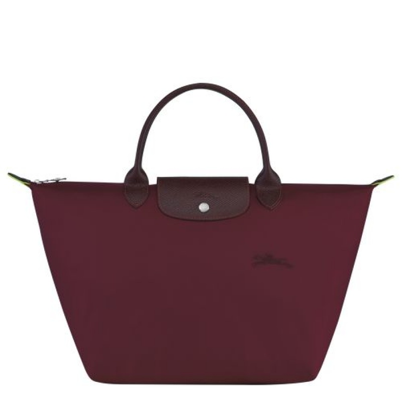 Longchamp Le Pliage Green Top handle bag M Burgundy | FRN-532167