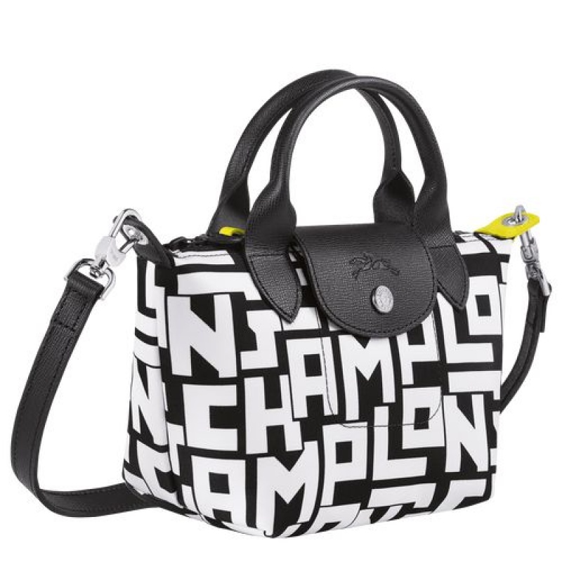 Longchamp Le Pliage LGP Top handle bag XS Black/White | NJE-456089