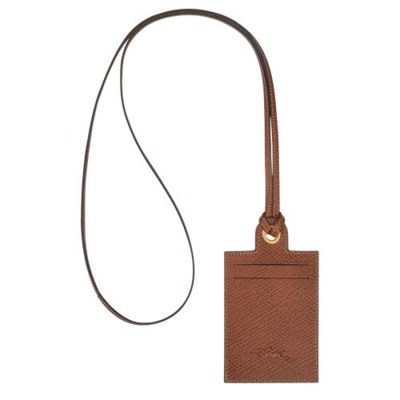 Longchamp Le Pliage Original Card holder with necklace Brown | HPW-492136