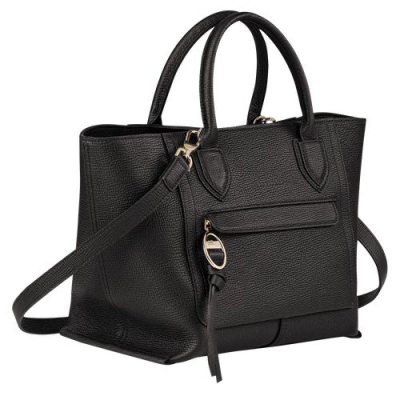 Longchamp Mailbox Top handle bag M Black | ZNC-045132