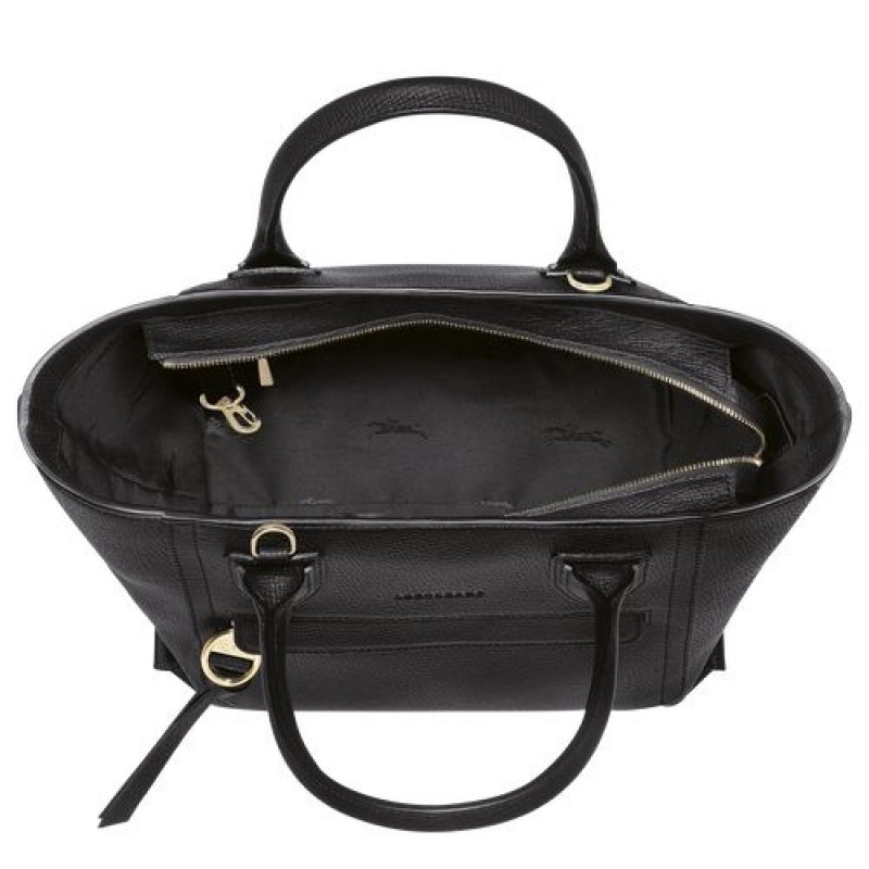 Longchamp Mailbox Top handle bag M Black | ZNC-045132