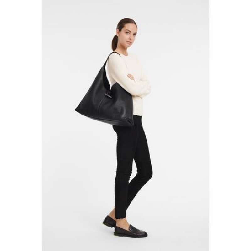 Longchamp Roseau Essential Hobo bag XL Black | UPN-869147