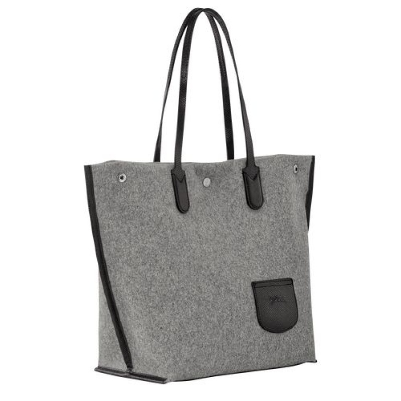 Longchamp Roseau Essential Shopping bag L Grey | MGX-124637