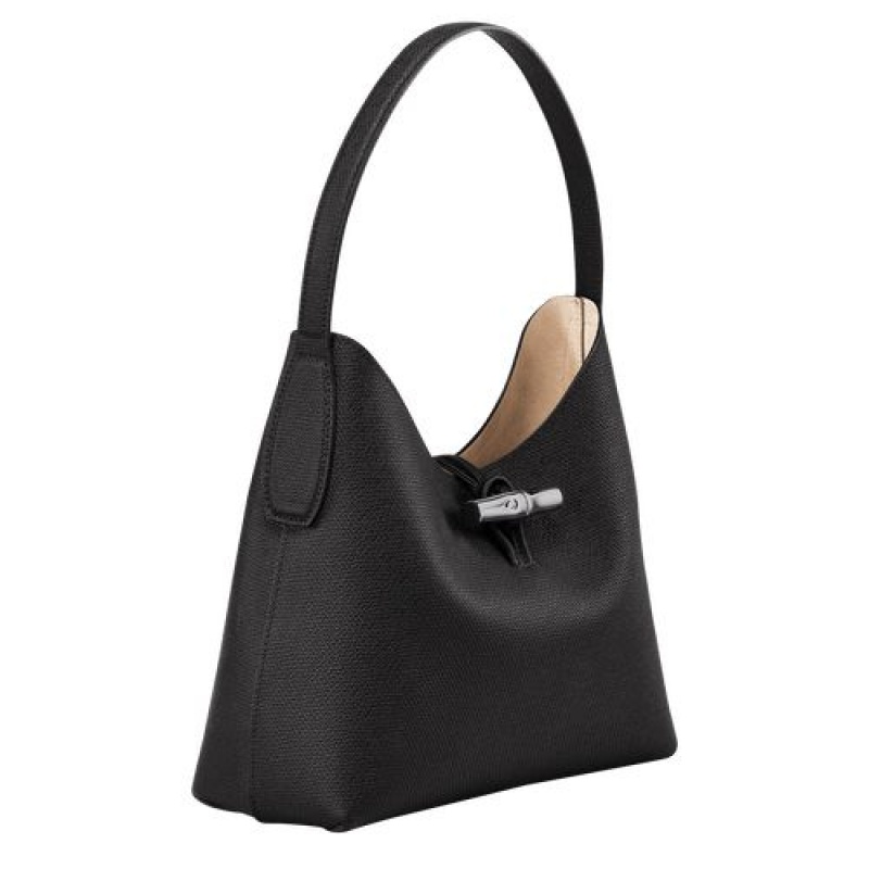 Longchamp Roseau Shoulder bag M Black | QWI-805631