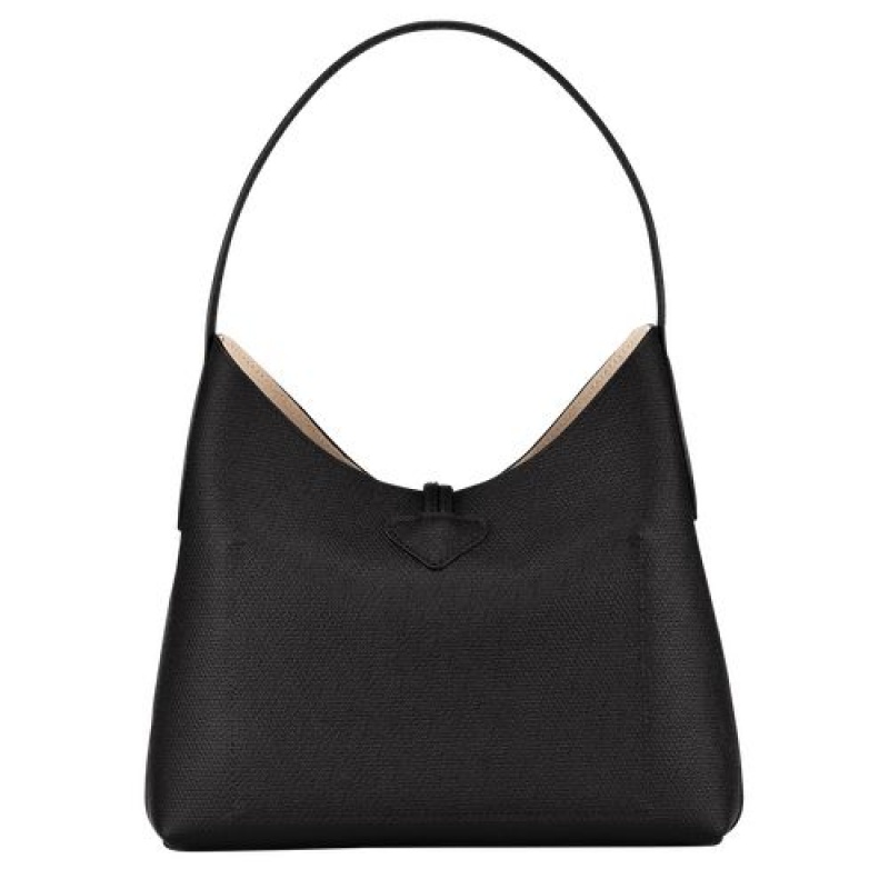 Longchamp Roseau Shoulder bag M Black | QWI-805631