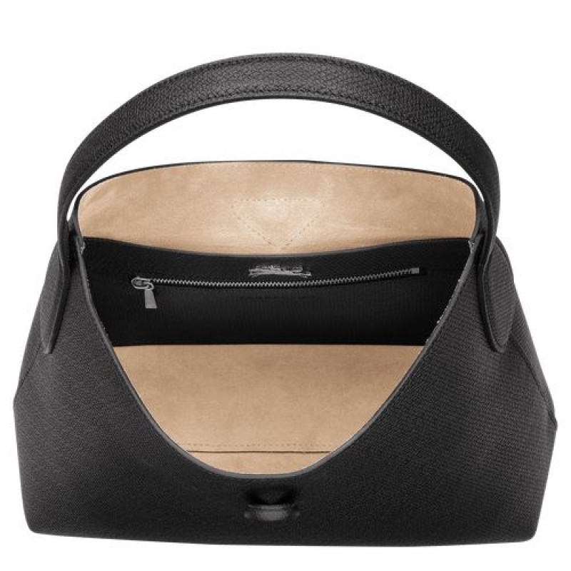 Longchamp Roseau Shoulder bag M Black | QWI-805631