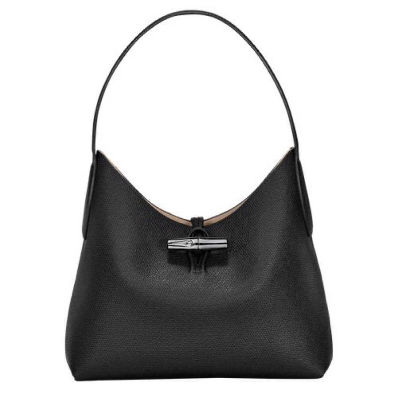 Longchamp Roseau Shoulder bag M Black | QWI-805631