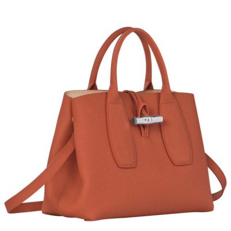 Longchamp Roseau Top handle bag M Brick | SLE-495061