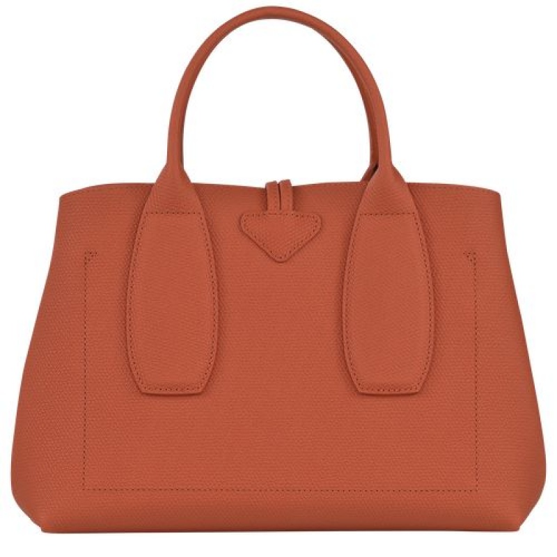 Longchamp Roseau Top handle bag M Brick | SLE-495061