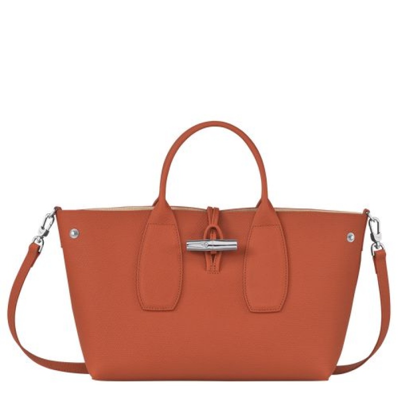 Longchamp Roseau Top handle bag M Brick | SLE-495061