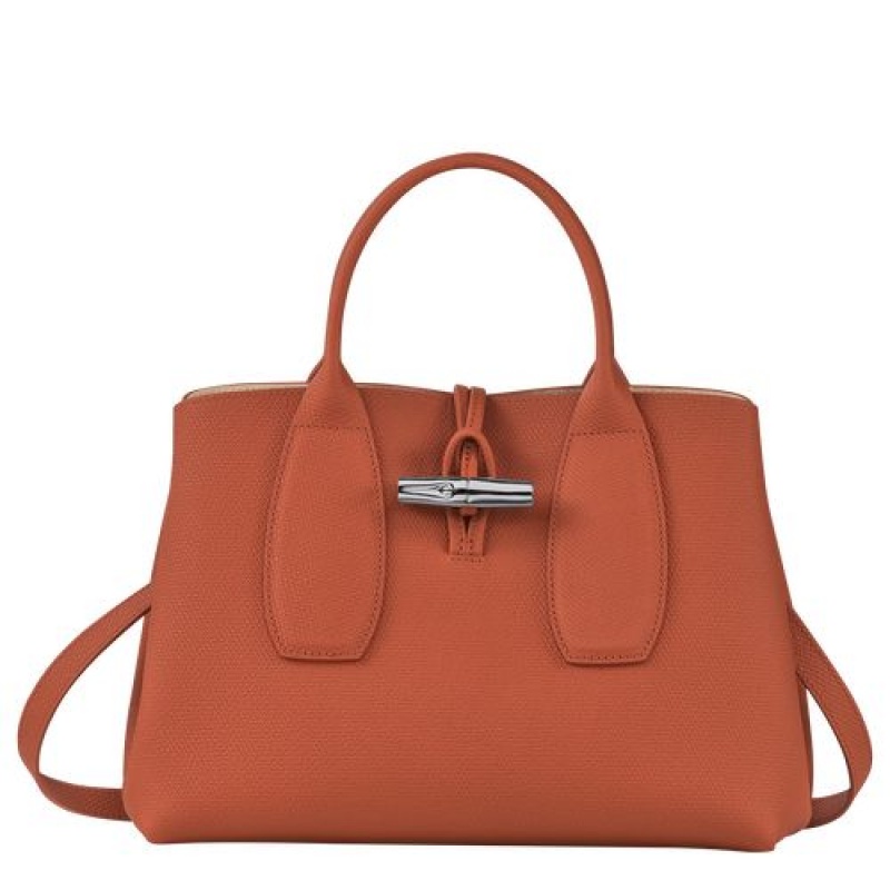 Longchamp Roseau Top handle bag M Brick | SLE-495061